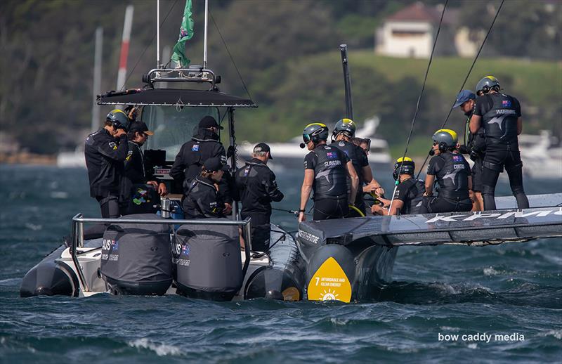 Team Australia debriefing between races photo copyright Bow Caddy Media taken at  and featuring the F50 class