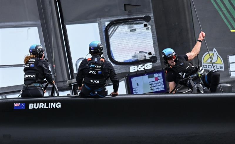 Liv Mackay driving - NZSailGP team in a practice session ahead of SailGP San Francisco - March 2022 - photo © Ricardo Pinto/SailGP