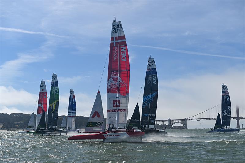 The fleet in action on Race Day 1 of San Francisco SailGP, Season 2 in San Francisco, USA - photo © Ricardo Pinto for SailGP