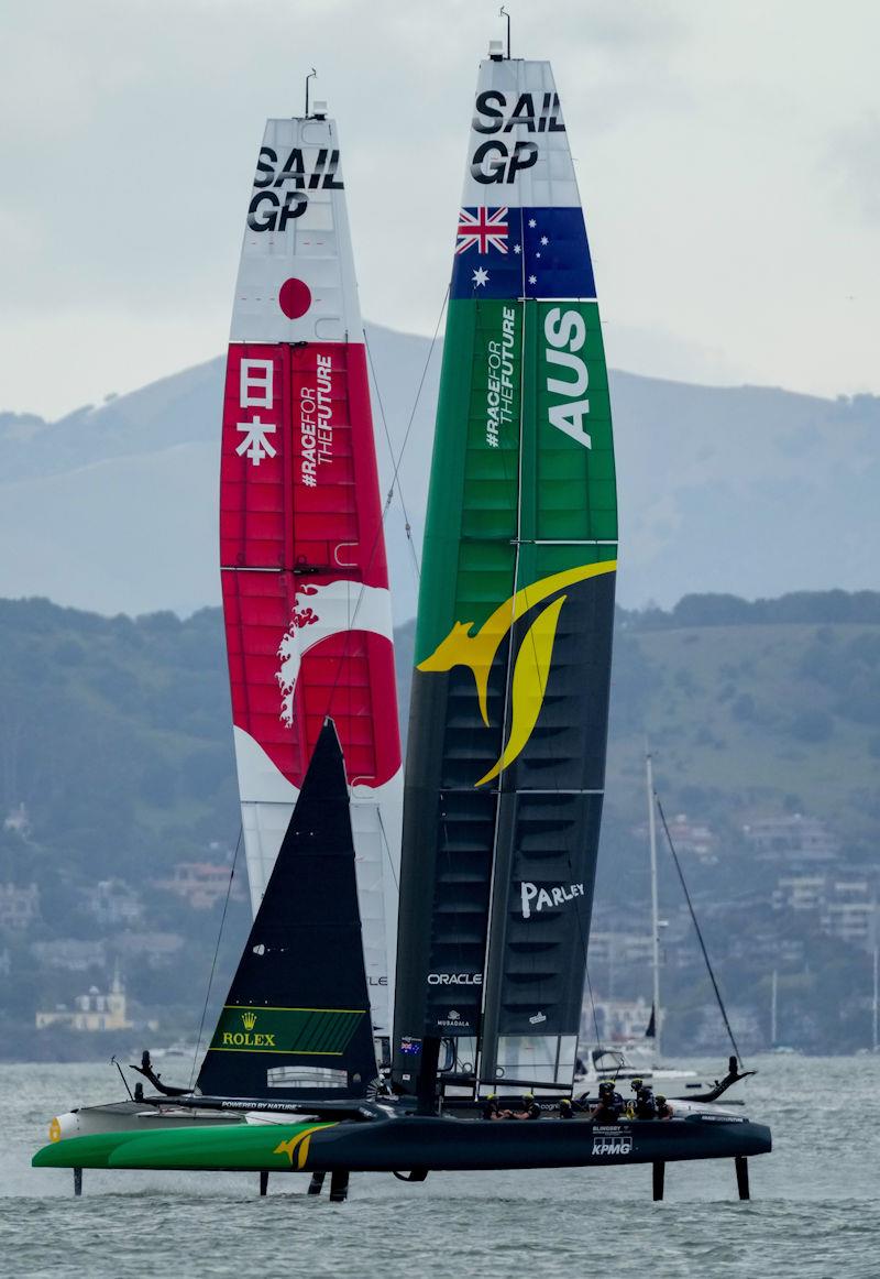 Australia SailGP Team helmed by Tom Slingsby and Japan SailGP Team helmed by Nathan Outterridge race in the Grand Final on Race Day 2 of San Francisco SailGP, Season 2 photo copyright Bob Martin for SailGP taken at Golden Gate Yacht Club and featuring the F50 class