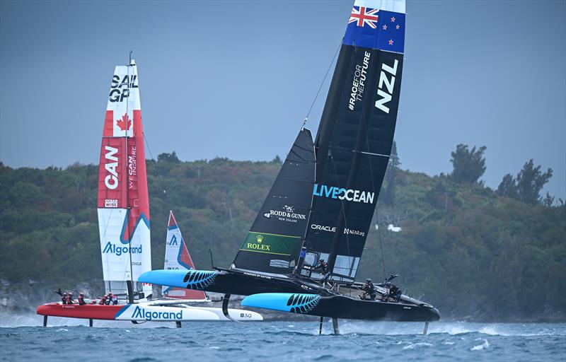 New Zealand SailGP team and Canada SailGP team in action during a practice session ahead of Bermuda SailGP,  Season 3, Bermuda. May 2022 photo copyright Ricardo Pinto/SailGP taken at Royal Bermuda Yacht Club and featuring the F50 class