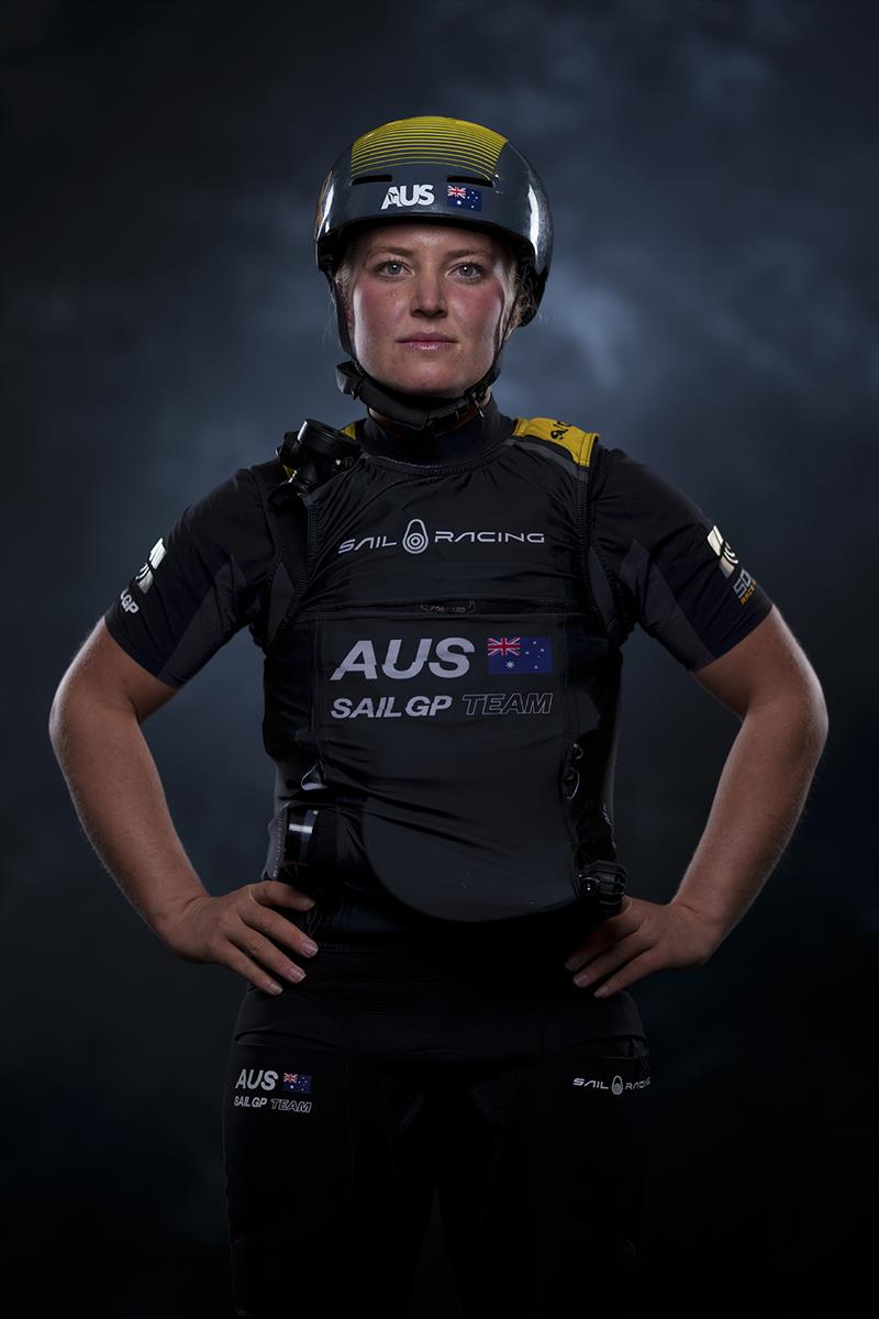 Portrait of Tash Bryant of the Australia SailGP Team ahead of San Francisco SailGP, Season 2 in San Francisco, USA photo copyright Thomas Lovelock for SailGP taken at  and featuring the F50 class