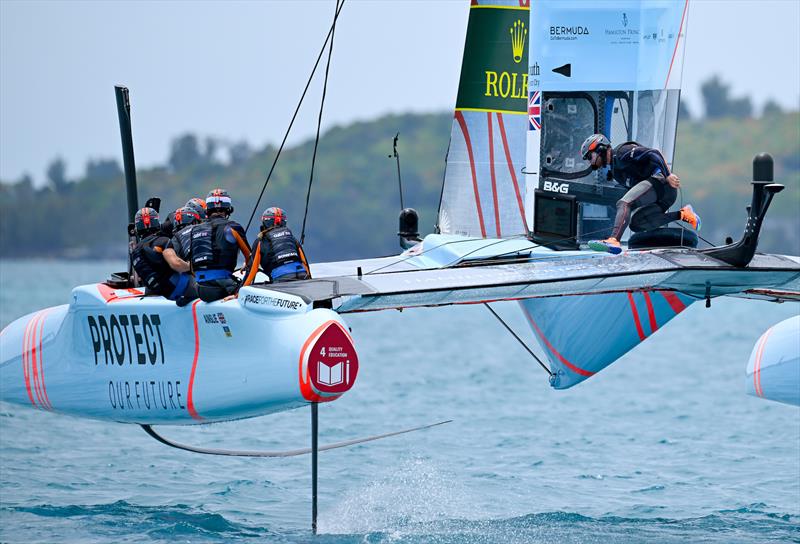 Great Britain SailGP Team helmed by Ben Ainslie in action on Race Day 1 of Bermuda SailGP presented by Hamilton Princess, Season 3 photo copyright Ricardo Pinto for SailGP taken at  and featuring the F50 class