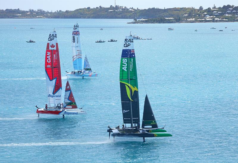 Canada SailGP Team, Great Britain SailGP Team and Australia SailGP Team in action on Race Day 2 of Bermuda SailGP presented by Hamilton Princess, Season 3, in Bermuda - photo © Simon Bruty for SailGP