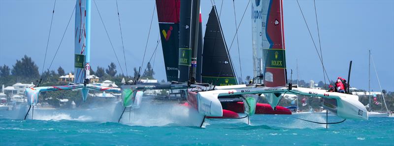 Canada SailGP Team helmed by Phil Robertson, Australia SailGP Team helmed by Tom Slingsby and Great Britain SailGP Team helmed by Ben Ainslie on Race Day 2 of Bermuda SailGP presented by Hamilton Princess, Season 3, in Bermuda - photo © Thomas Lovelock for SailGP