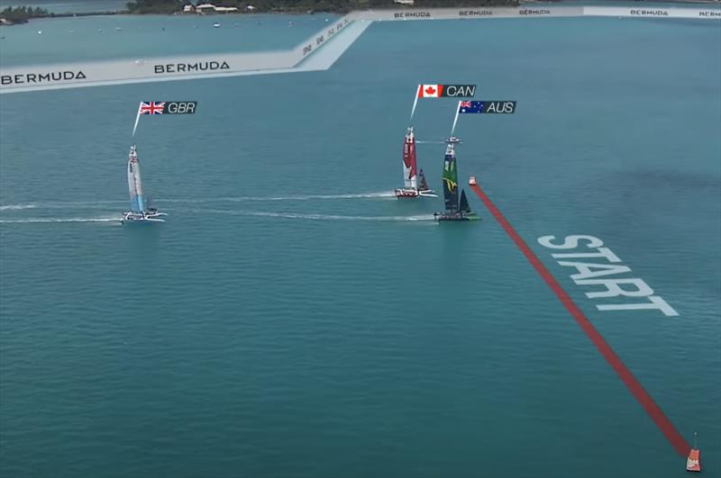 Start of the Final Race - although the Brits are well back from the line, they don't get any turbulence  as there are no boats stacked to windward. They caught Canada. Season 3, SailGP - Bermuda - May 2022 - photo © SailGP