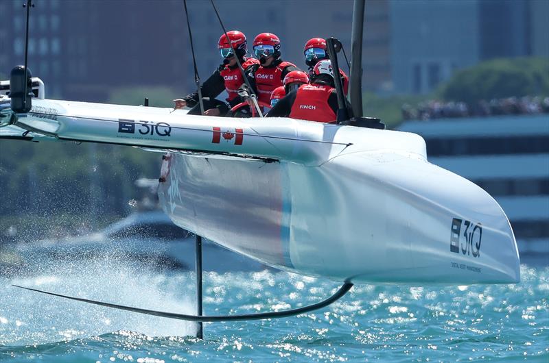 Canada SailGP Team helmed by Phil Robertson on Race Day 1 of the T-Mobile United States Sail Grand Prix, Chicago at Navy Pier, Lake Michigan, Season 3 photo copyright Simon Bruty/SailGP taken at Chicago Yacht Club and featuring the F50 class