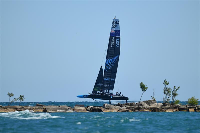 New Zealand SailGP Team in action on Race Day 1 of the T-Mobile United States Sail Grand Prix, Chicago at Navy Pier, Lake Michigan, Season 3 photo copyright Ricardo Pinto/SailGP taken at Chicago Sailing and featuring the F50 class