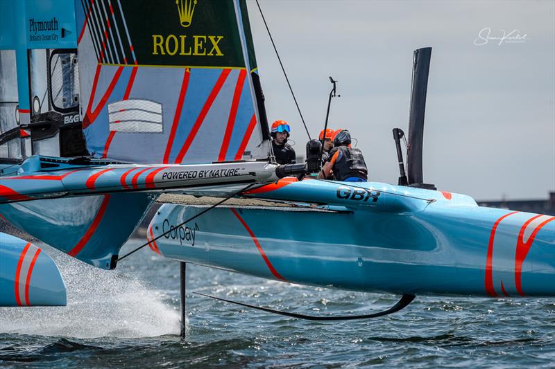 Race Day 1 of the Great Britain Sail Grand Prix in Plymouth photo copyright Sam Kurtul / www.worldofthelens.co.uk taken at  and featuring the F50 class