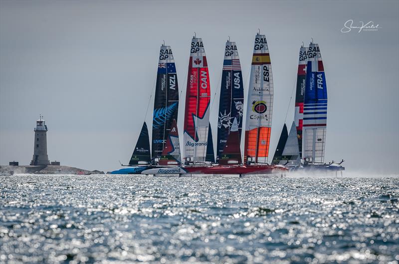 Race Day 1 of the Great Britain Sail Grand Prix in Plymouth photo copyright Sam Kurtul / www.worldofthelens.co.uk taken at  and featuring the F50 class