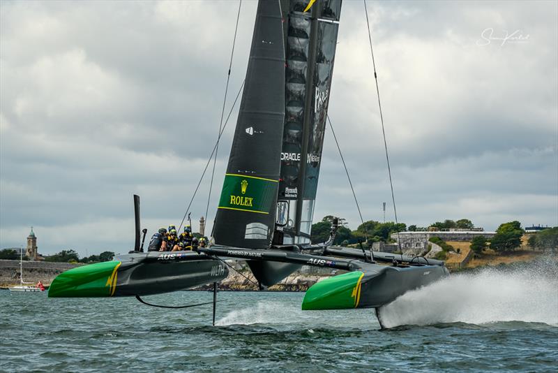 Race Day 1 of the Great Britain Sail Grand Prix in Plymouth photo copyright Sam Kurtul / www.worldofthelens.co.uk taken at  and featuring the F50 class