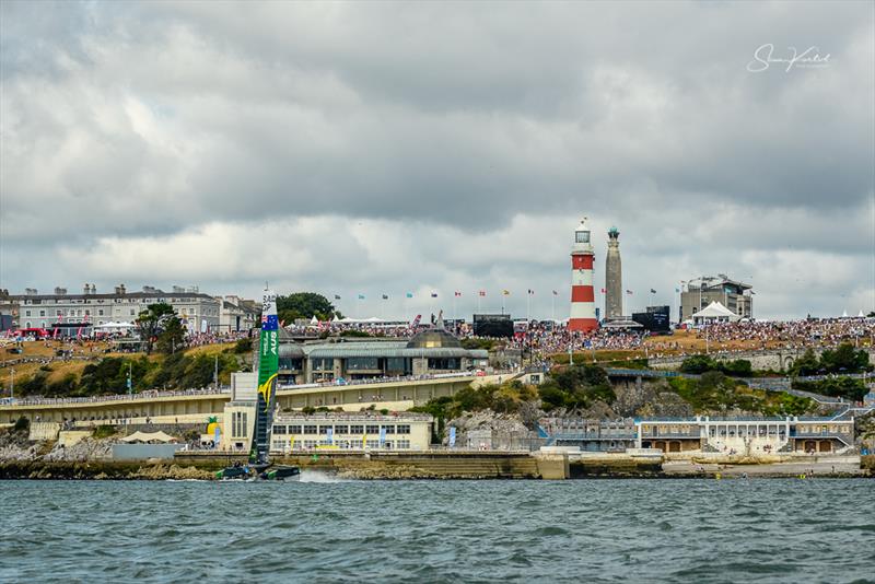 Race Day 1 of the Great Britain Sail Grand Prix in Plymouth photo copyright Sam Kurtul / www.worldofthelens.co.uk taken at  and featuring the F50 class