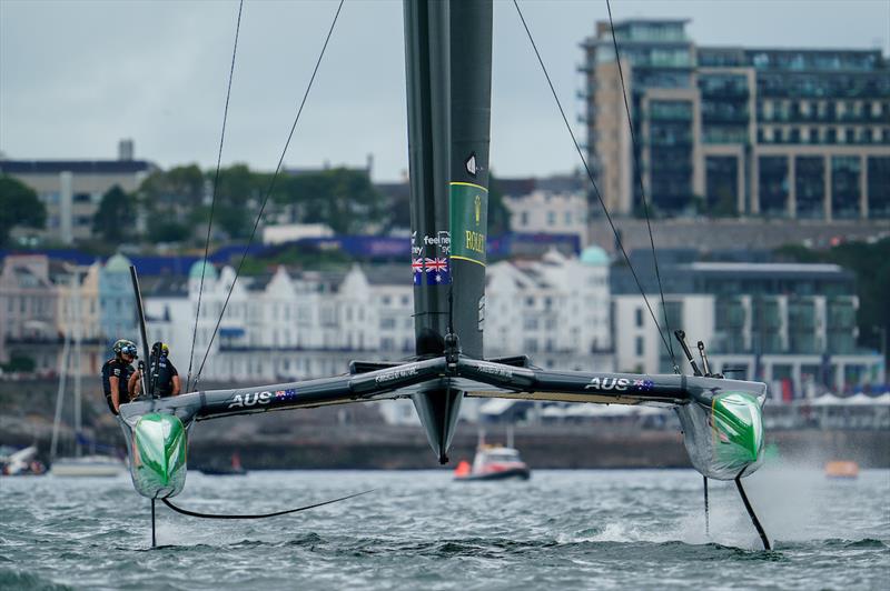 Australia SailGP Team helmed by Tom Slingsby in action on Race Day 2 of the Great Britain Sail Grand Prix | Plymouth in Plymouth, England. July 31. - photo © Jon Super/SailGP
