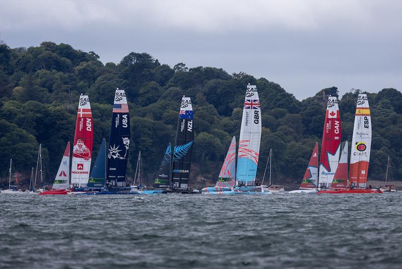 The fleet on day 2 of Great Britain Sail Grand Prix | Plymouth - photo © David Gray for SailGP