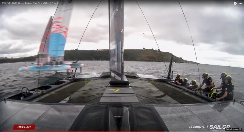 2.  Onboard camera Australia - Ainslie (GBR) passes ahead of Slingsby (AUS) - Australia SailGP and Great Britain SailGP - incident prior to finish Race 5 - SailGP Great Britain - July 31, 2022 - photo © SailGP