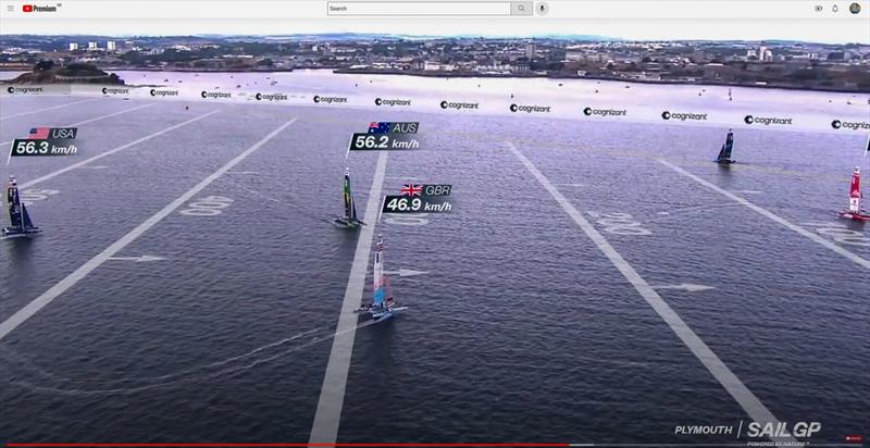 5. Great Britain exits her gybe with both boats on the 300 metre radius and with a 10kmh speed difference - Australia SailGP and Great Britain SailGP - incident prior to finish Race 5 - SailGP Great Britain - July 31, 2022 - photo © SailGP