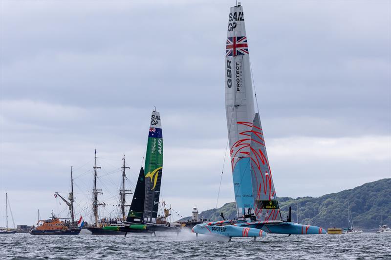 Great Britain SailGP Team race against Australia SailGP Team on Race Day 2 of the Great Britain Sail Grand Prix | Plymouth in Plymouth, England. July 31.2022 - photo © David Gray/SailGP