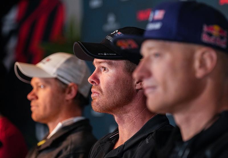Part of the white-hot SailGP lineup - from left: Nathan Outteridge (SUI) Tom Slingsby (AUS),  and Jimmy Spithill (USA)   - photo © Bob Martin/SailGP