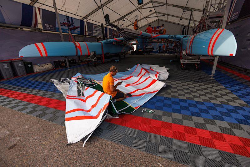 The Great Britain SailGP Team pack up after retiring from the ROCKWOOL Denmark Sail Grand Prix in Copenhagen - photo © David Gray for SailGP