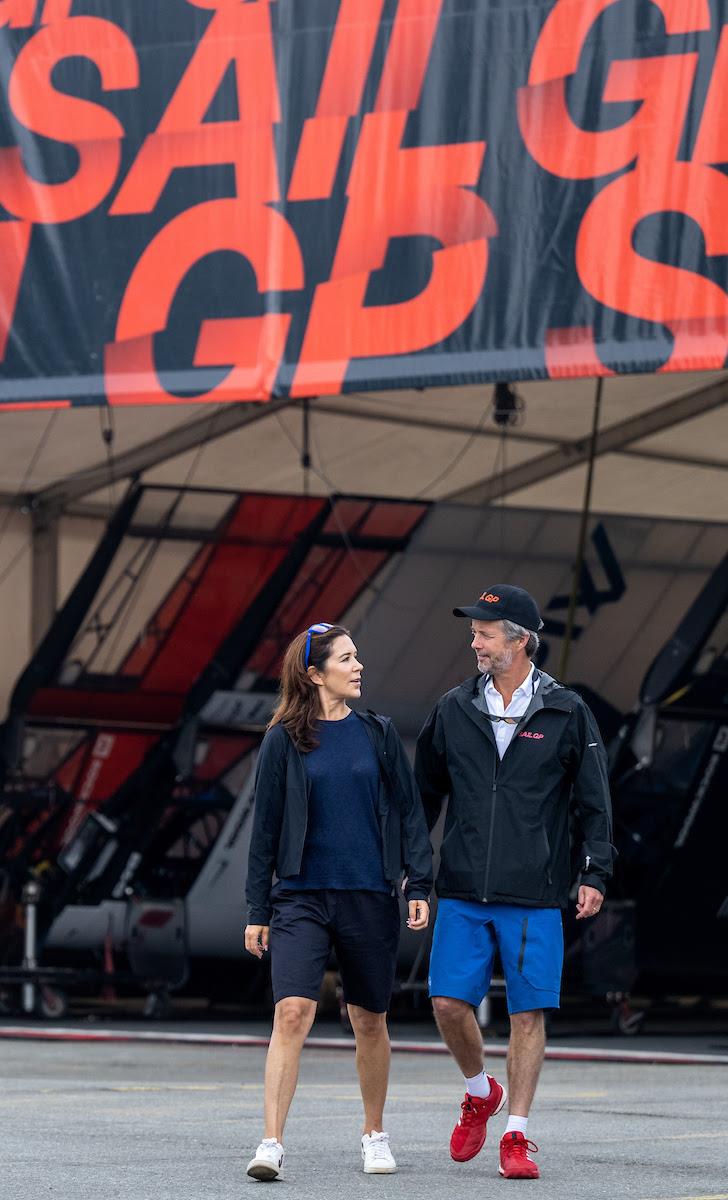 Their Royal Highnesses, the Crown Prince Couple enjoy an exclusive tour of the cutting-edge technology behind SailGP at the Technical Base on Race Day 1 of the ROCKWOOL Denmark Sail Grand Prix in Copenhagen, Denmark photo copyright Jon Buckle for SailGP taken at  and featuring the F50 class