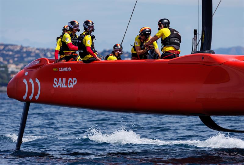 Spain SailGP Team in action during a practice session ahead of the Range Rover France Sail Grand Prix in Saint Tropez - photo © David Gray/SailGP