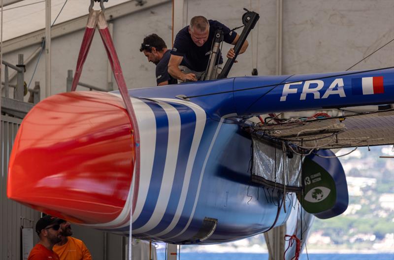 France SailGP Team is prepped for a practice session ahead of the Range Rover France Sail Grand Prix in Saint Tropez photo copyright David Gray/SailGP taken at Société Nautique de Saint-Tropez and featuring the F50 class