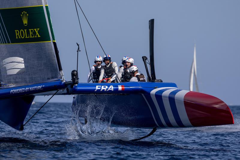 France SailGP Team in action during a practice session ahead of the Range Rover France Sail Grand Prix in Saint Tropez photo copyright David Gray/SailGP taken at Société Nautique de Saint-Tropez and featuring the F50 class