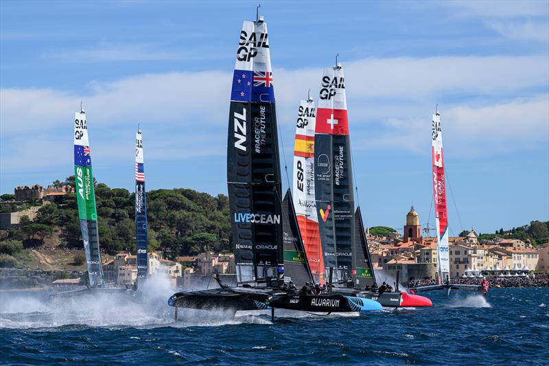 The SailGP fleet in action on Race Day 1 of the Range Rover France Sail Grand Prix in Saint Tropez, France - photo © Ricardo Pinto/SailGP