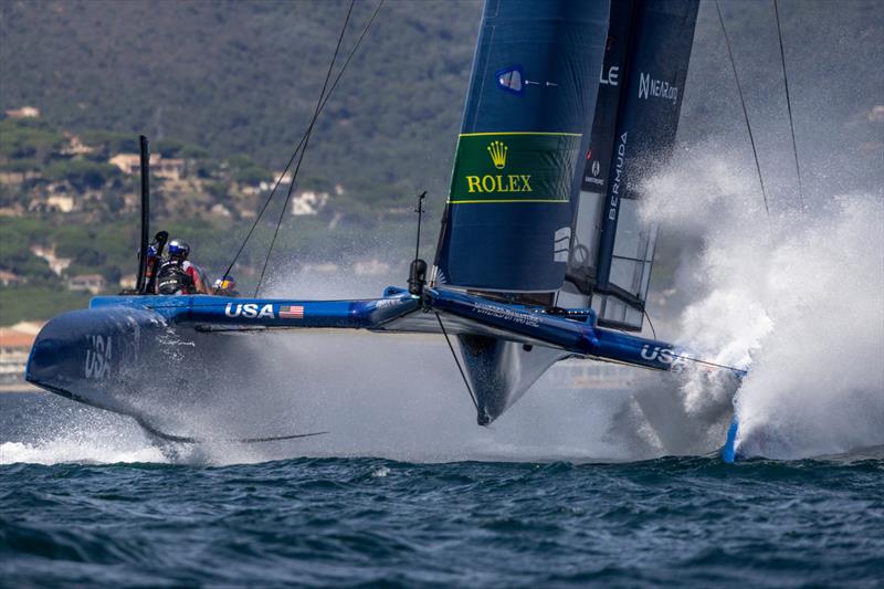 USA SailGP team in action on Race Day 1 of the Range Rover France Sail Grand Prix in Saint Tropez, France photo copyright Felix Diemer/SailGP taken at Société Nautique de Saint-Tropez and featuring the F50 class