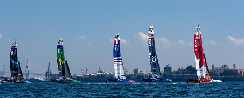 F50 catamaran's in practice racing ahead of the Spain Sail Grand Prix in Cadiz, Andalusia, Spain. 23rd September  photo copyright Bob Martin/SailGP taken at Real Club Náutico de Cádiz and featuring the F50 class