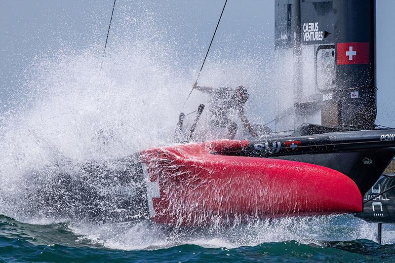 Switzerland SailGP Team helmed by Sebastien Schneiter on Race Day 1 of the Spain Sail Grand Prix in Cadiz, Andalusia, Spain - photo © Felix Diemer for SailGP