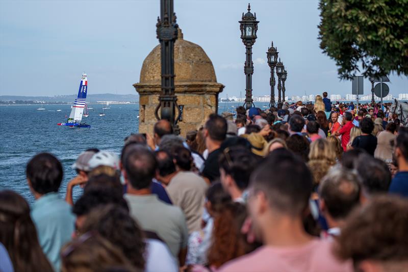 France SailGP Team sails past the shore on Race Day 2 of the Spain Sail Grand Prix in Cadiz - photo © Ben Queenborough for SailGP