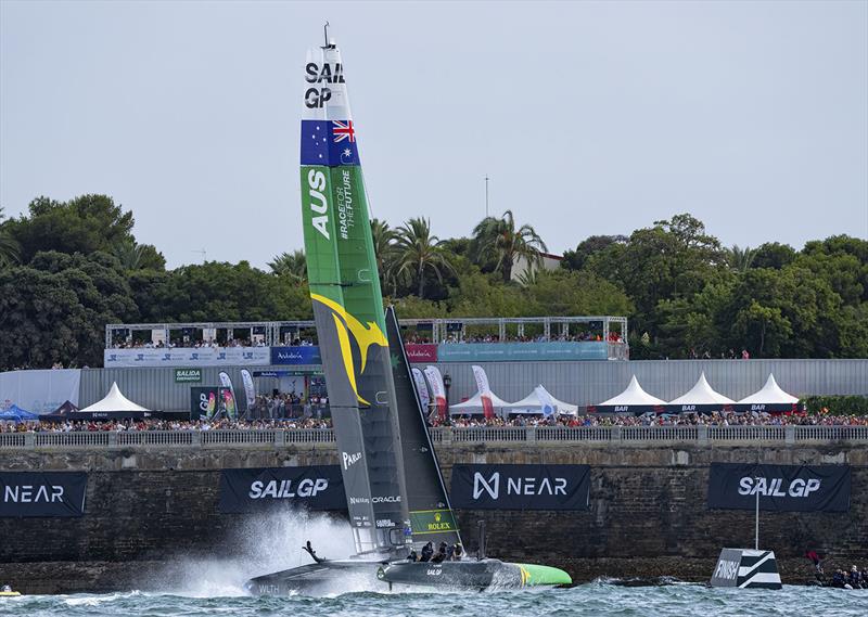 Australia SailGP Team helmed by Tom Slingsby on Race Day 2 of the Spain Sail Grand Prix in Cadiz, Andalusia, Spain. 25th September - photo © Bob Martin for SailGP