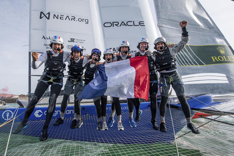 France SailGP Team celebrates onboard after winning on Race Day 2 of the Spain Sail Grand Prix in Cadiz, Andalusia, Spain. 25th September - photo © Ricardo Pinto for SailGP