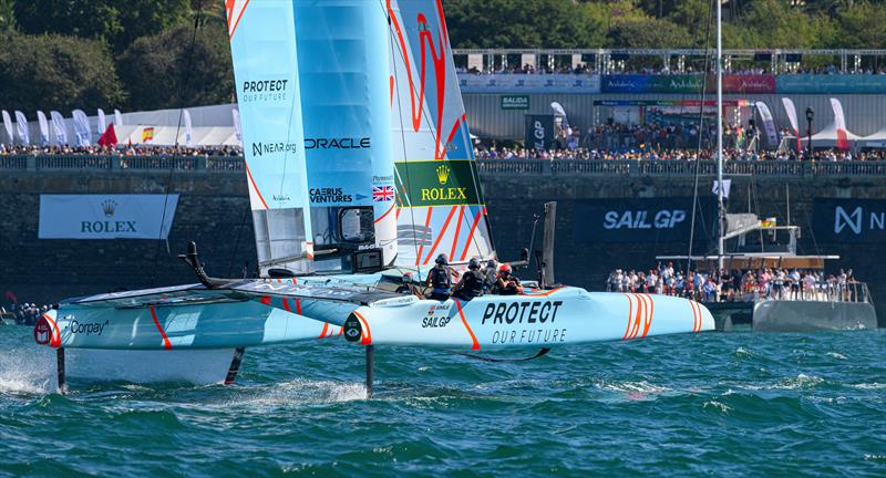 Great Britain SailGP Team helmed by Ben Ainslie in action on Race Day 1 of the Spain Sail Grand Prix in Cadiz, Andalusia, Spain. 24 Sept 2022 photo copyright Ricardo Pinto/SailGP taken at Real Club Náutico de Cádiz and featuring the F50 class