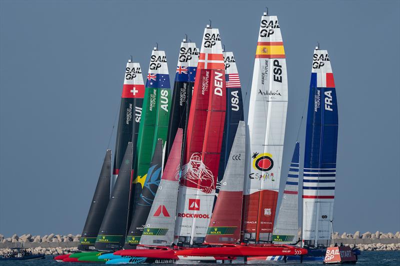 Practice ahead of the Dubai Sail Grand Prix presented by P&O Marinas in Dubai, United Arab Emirates photo copyright Bob Martin for SailGP taken at  and featuring the F50 class