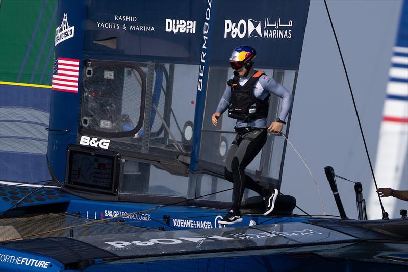 Jimmy Spithill, CEO & driver of USA SailGP Team, in action on Race Day 2 of the Dubai Sail Grand Prix presented by P&O Marinas in Dubai, United Arab Emirates photo copyright Felix Diemer for SailGP taken at  and featuring the F50 class