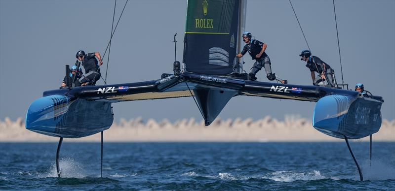 New Zealand SailGP Team practice ahead of the Dubai Sail Grand Prix  11th November 2022, Dubai photo copyright Bob Martin/SailGP taken at Dubai Offshore Sailing Club and featuring the F50 class