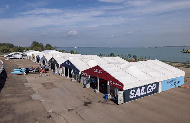 The New Zealand SailGP Team F50 catamaran is prepared at the Technical Base ahead of the Singapore Sail Grand Prix presented by the Singapore Tourism Board - photo © Felix Diemer for SailGP