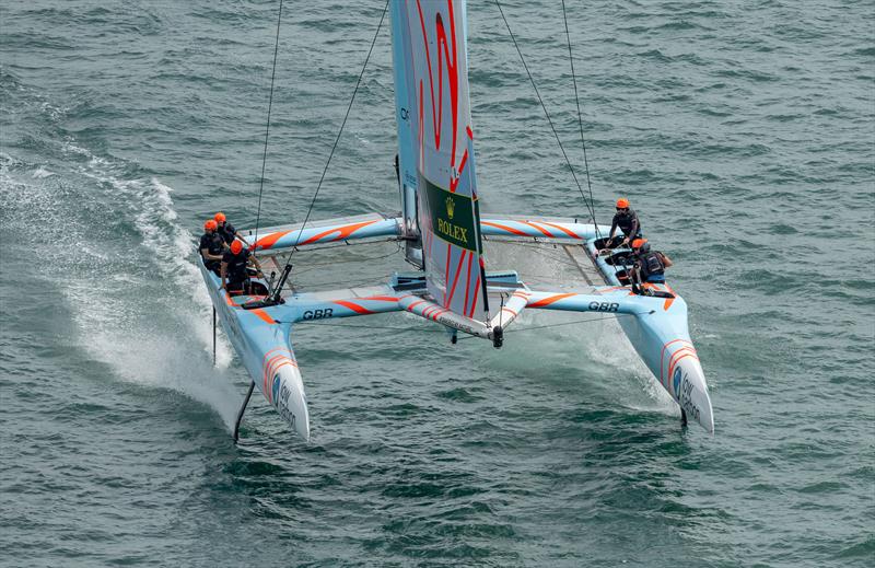 Great Britain SailGP Team helmed by Ben Ainslie in action on Race Day 2 of the Singapore Sail Grand Prix presented by the Singapore Tourism Board photo copyright Ian Walton for SailGP taken at  and featuring the F50 class