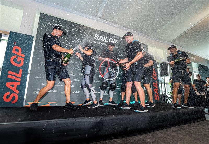 New Zealand SailGP Team where at the prizegiving for  Singapore Sail Grand Prix during the lightning strike - photo © Eloi Stichelbaut/SailGP