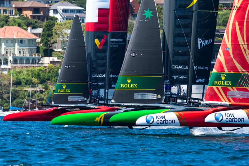 Practice ahead of the KPMG Australia Sail Grand Prix - Sydney photo copyright Sam Kurtul / www.worldofthelens.co.uk taken at  and featuring the F50 class