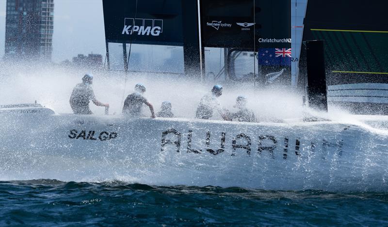 New Zealand SailGP Team during a practice session ahead of the KPMG Australia Sail Grand Prix in Sydney, Australia. Thursday February 16, 2023 photo copyright Bob Martin for SailGP taken at Royal Sydney Yacht Squadron and featuring the F50 class