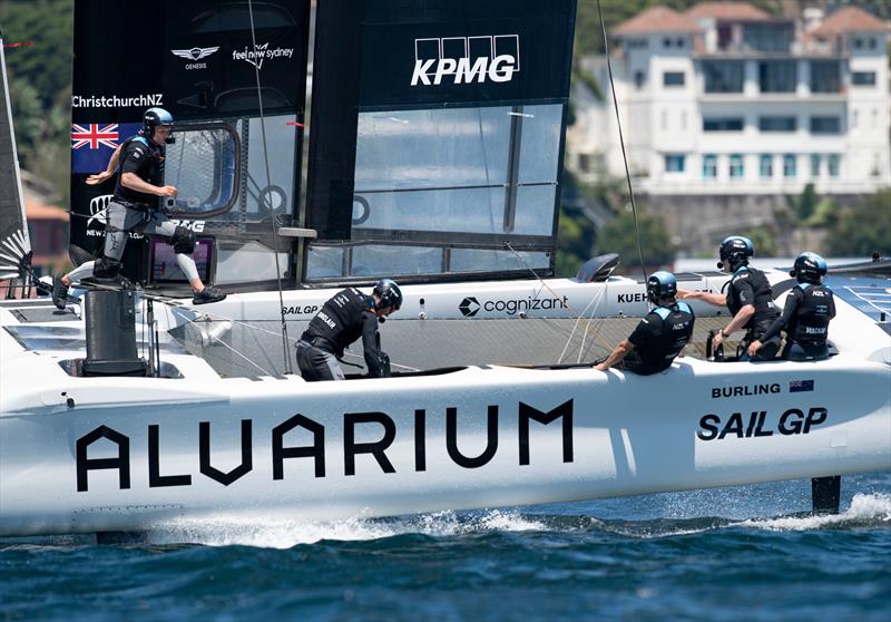 New Zealand SailGP Team during a practice session ahead of the KPMG Australia Sail Grand Prix in Sydney, Australia. Thursday February 16, 2023 photo copyright Ricardo Pinto for SailGP taken at Royal Sydney Yacht Squadron and featuring the F50 class