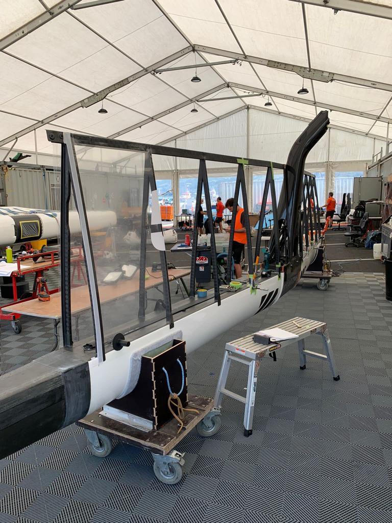 Wingsail repair - SailGP Technologies - Lyttleton - March 2023 - photo © SailGP