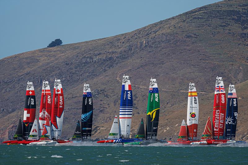 The SailGP fleet in action on Race Day 1 of the ITM New Zealand Sail Grand Prix in Christchurch - photo © David Gray/SailGP