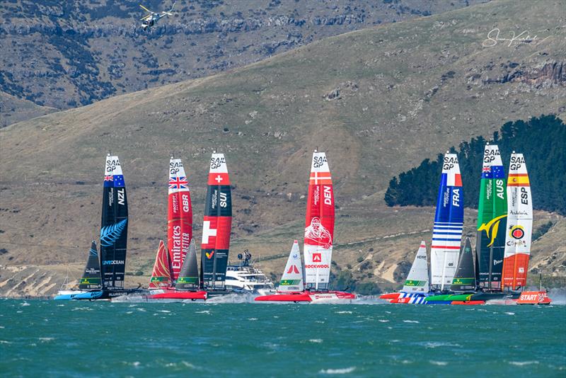 Race Day 1 of the ITM New Zealand Sail Grand Prix in Christchurch, New Zealand photo copyright Sam Kurtul / www.worldofthelens.co.uk taken at  and featuring the F50 class