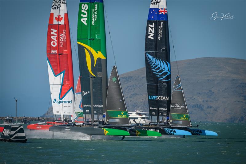 Race Day 2 of the ITM New Zealand Sail Grand Prix in Christchurch, New Zealand photo copyright Sam Kurtul / www.worldofthelens.co.uk taken at  and featuring the F50 class
