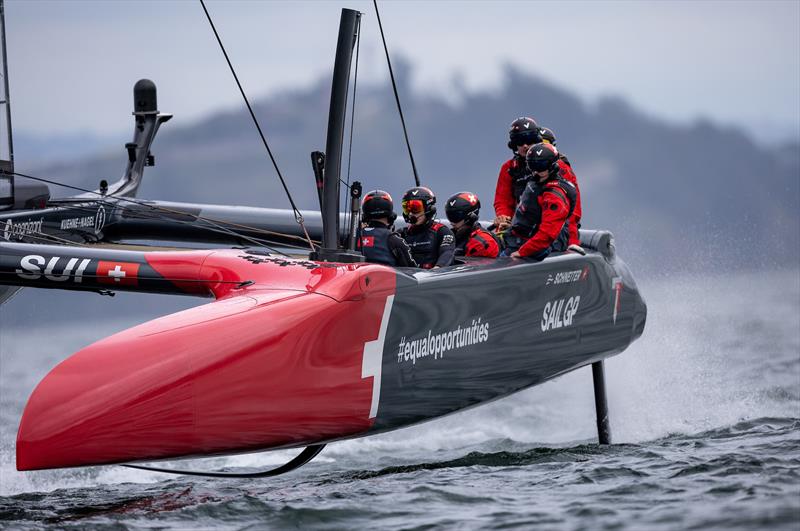 Switzerland SailGP Team helmed by Sebastien Schneiter in action as they practice ahead of racing on Race Day 1 of the Mubadala SailGP Season 3 Grand Final in San Francisco, USA - photo © Simon Bruty for SailGP