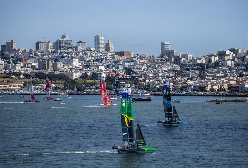 NZSailGP Team, Emirates Great Britain SailGP and Australia SailGP - Mubadala SailGP Season 3 Grand Final in San Francisco, USA - May 2023 photo copyright Simon Bruty/SailGP taken at  and featuring the F50 class